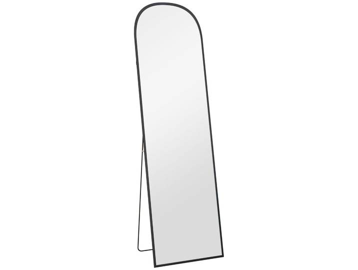 Homcom Ganzkörperspiegel Aluminiumlegierung Hartglas Schwarz, Metall, 50x170x1.5 cm, Spiegel, Standspiegel