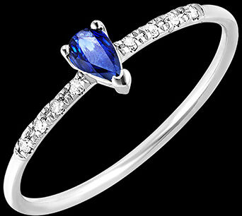 Edenly Ring Paradiesvogel - Birne - WeiÃŸgold, 18 Karat, mit einem Saphir und D