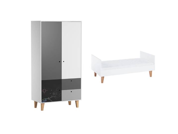 Lit bébé évolutif et Armoire Vox Concept Noir