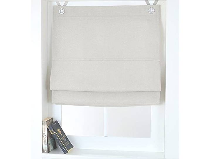 Store Romain à œillets Dimout Blanc/Gris occultant Largeur env. 60 cm x Hauteur env. 130 cm