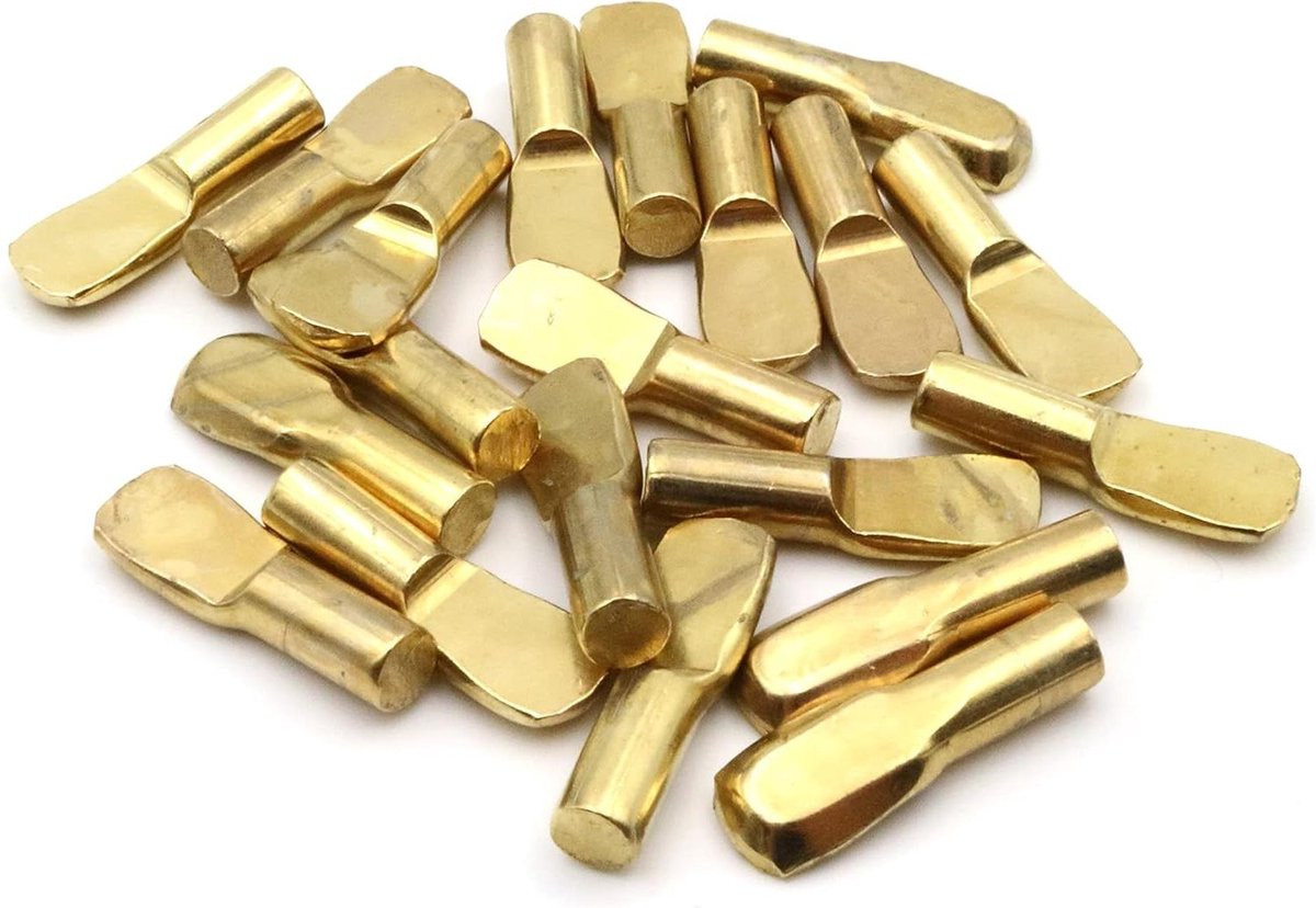20 stuks Messingkleurige plankdragers voor meubels met messing pen