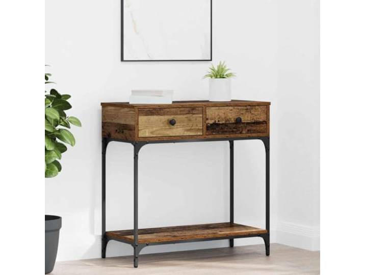 Konsolentisch aus Holzwerkstoff mit Schubladen und Regal, 75 x 34,5 x 75 cm Strukturierte Oberfläche, zwei Schubladen, unteres Regal, rechteckige Form, robuste Verarbeitung, für Flur und Wohnzimmer