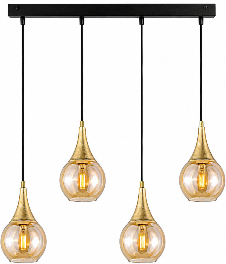 George Oliver Creasy 4 - Light Kitchen Island Pendant Black/Gold/Gold