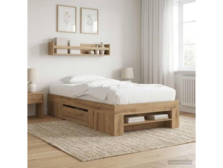 RJPLMFV Bettgestell mit Aufbewahrung, 80 x 200 cm Holzwerkstoff, integrierte Schubladen, Lattenboden, modernes Design