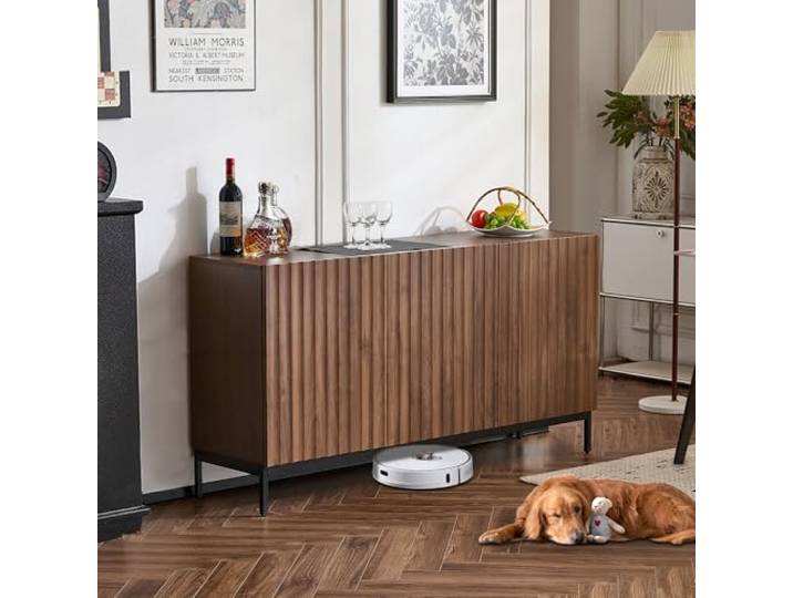 ModernLuxe Sideboard 3 Türen,Küchenschrank Wohnzimmerschrank Esszimmerschrank Flurschrank Holz Sideboard für Wohnzimmer, Esszimmer,150x40x80 cm - Eiche dunkel gemasert
