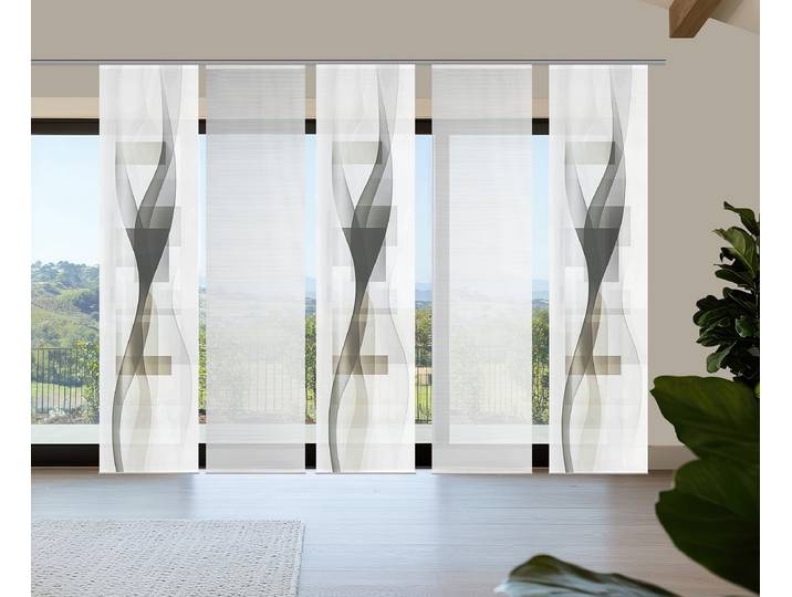 Rideau à panneaux Luma 60 x 260 x 1cm Marron/Gris/Gris minéral Lot de