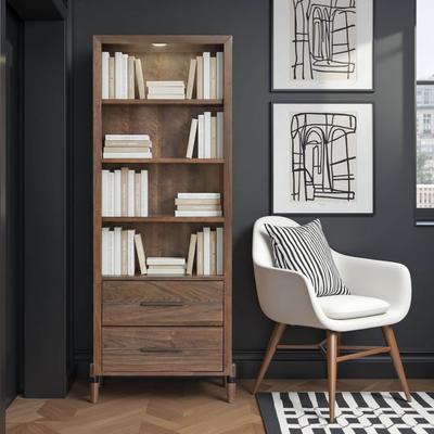 Bridgevine Home "Tranquility 80"" Modern Bookcase with Drawers and LED Light"