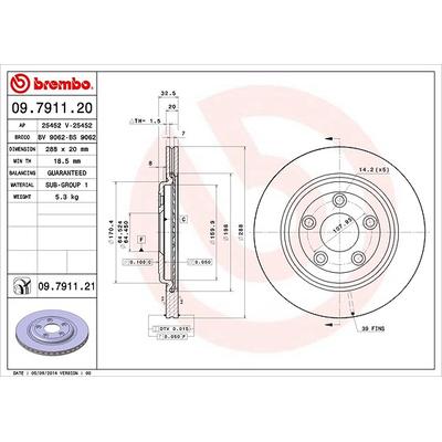 Brembo Bremsscheibe Hinterachse Belüftet [Hersteller-Nr. 09.7911.21] für Daimler, Ford Usa, Jaguar