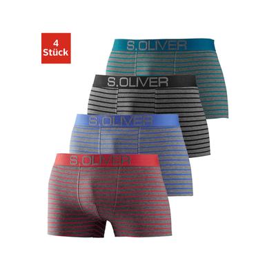 Boxer S.OLIVER "Boxershorts für Herren", Herren, Gr. XXL, 4 Stk., Jersey, bunt (grau, rot, gestreift, grau, blau, gestreift, grau, schwarz, gestreift, grau, petrol, gestreift), Jersey, Obermaterial: 92% Baumwolle, 8% Elasthan (LYCRA), gestreift,...