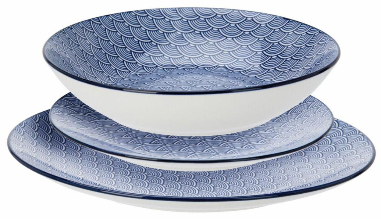 HowHomely 18-delige porseleinen serviesset in wit en blauw