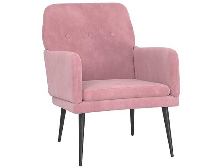 Sessel Rosa Samt 62x79x79cm mit Metallrahmen Samtgewebe, tiefe Sitzfläche, Schräglehne, stabiler Metallrahmen, Montageanleitung inkl