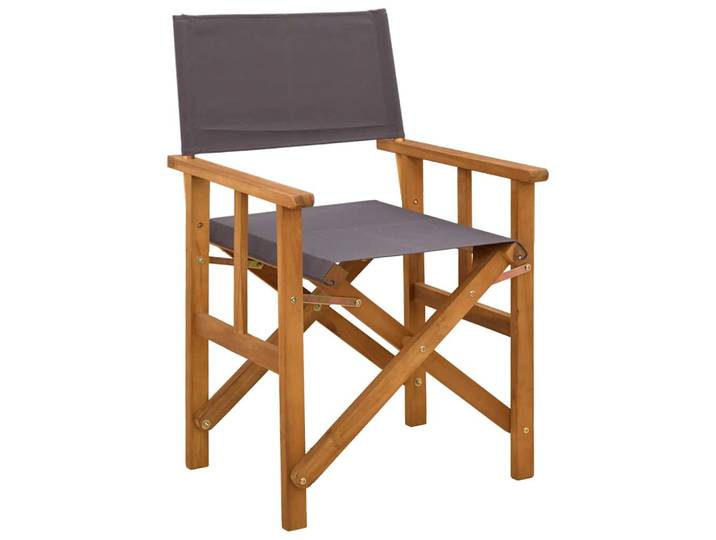 vidaXL Regiestühle 2er Set Massivholz Akazie, Dunkelgrau, Holz, 55x88x56 cm, Gartenmöbel, Gartensessel, Gartenstühle