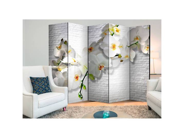 Paravent The Urban Orchid Polaire Blanc 225 x 172 x 3cm 5 éléments