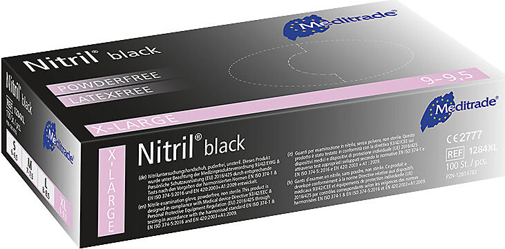 kaiserkraft Nitril-Einweghandschuhe Meditrade, VE 1000 Stk, lebensmittelkonform, schwarz, Größe XL