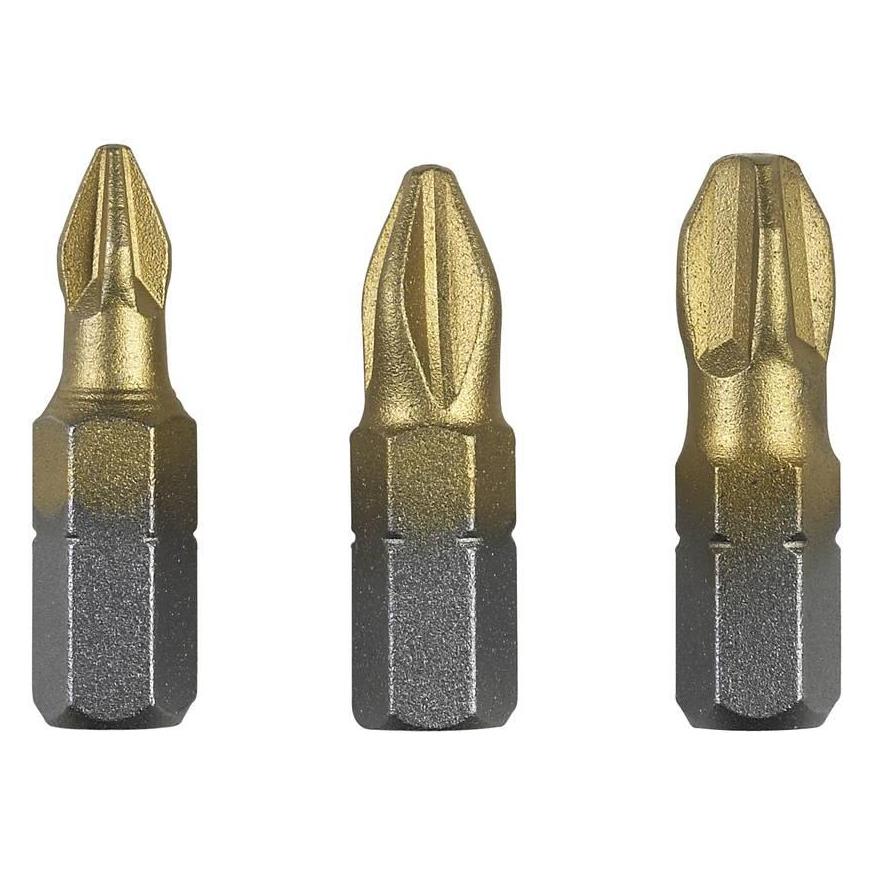 Bosch Zubehör Schrauberbit-Set, TiN-beschichtet (PZ), 3-tlg. (Kreuz Pozidriv PZ) (2609255968)