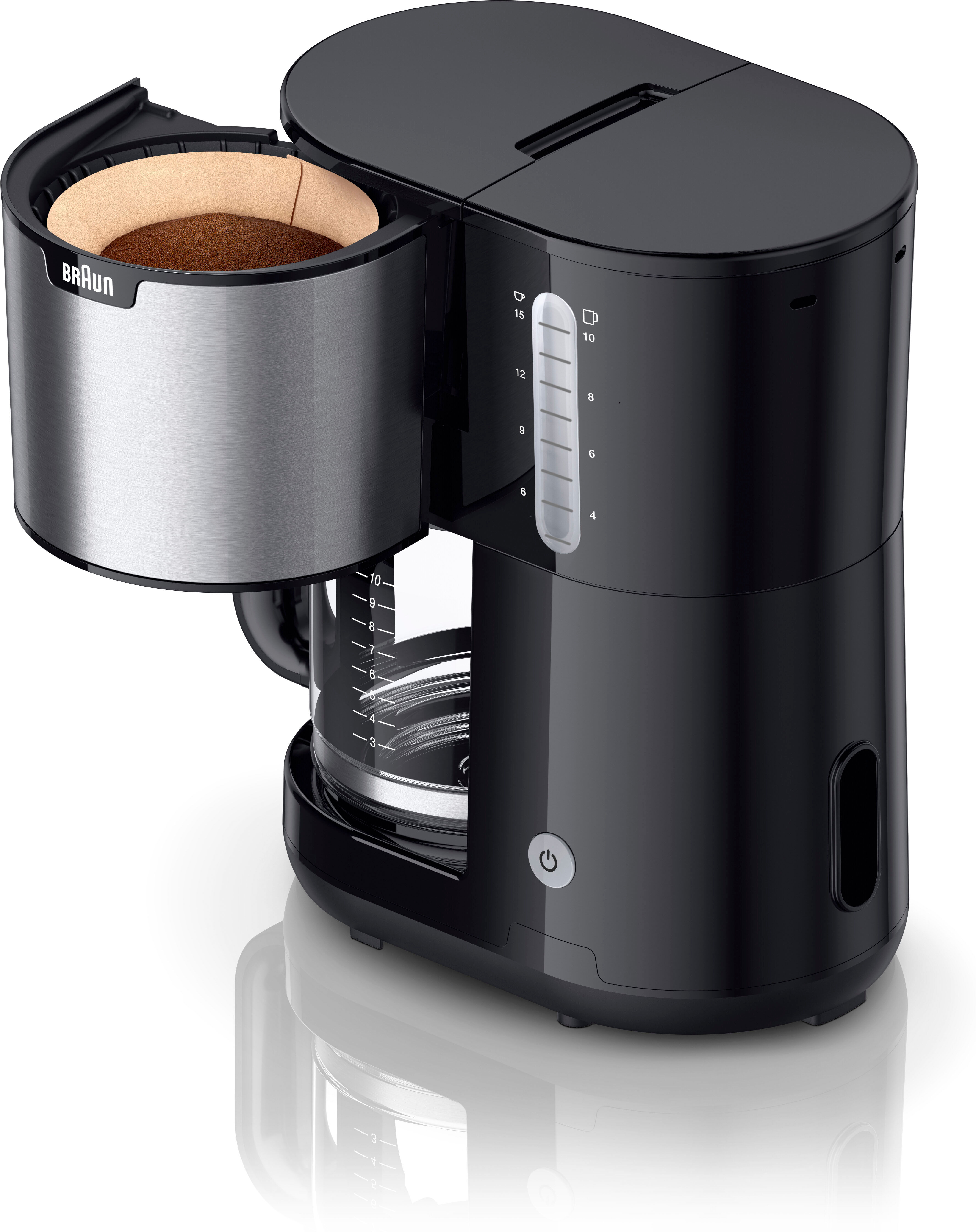 Braun Filterkaffeemaschine "PurShine KF1500 BK", schwarz, 1,7 l, 10, Kaffeemaschinen, 1000W, automatische Abschaltung, herausnehmbarer Filterkorb, Edelstahl, Filterkaffeemaschine