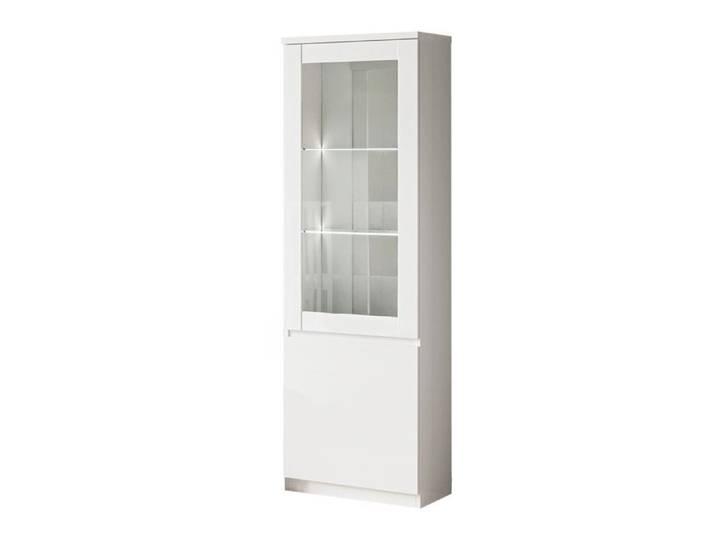 DEYTON - Vitrine Gauche Laquée Blanc Brillant avec Leds