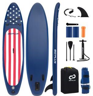 Costway Inflatable Paddle Board with Removable Fin and Backpack-A