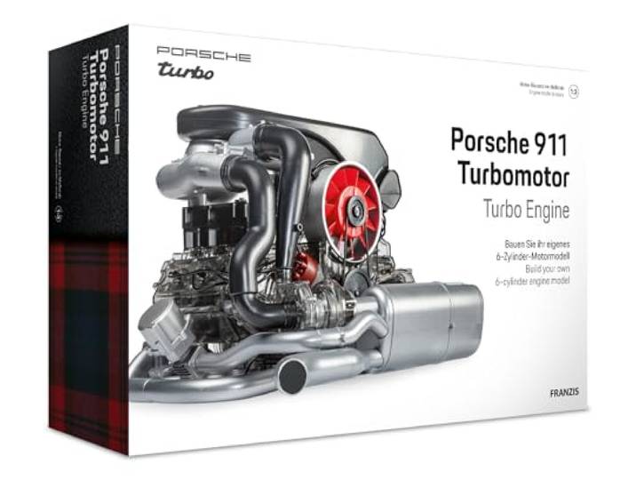 FRANZIS 67250 - Porsche 911 Turbomotor, originalgetreuer Motorbausatz im Maßstab 1:3, inkl. Soundmodul, Anleitung und 90-seitigem Begleitbuch: Bauen Sie Ihr eigenes 6-Zylinder-Motormodell