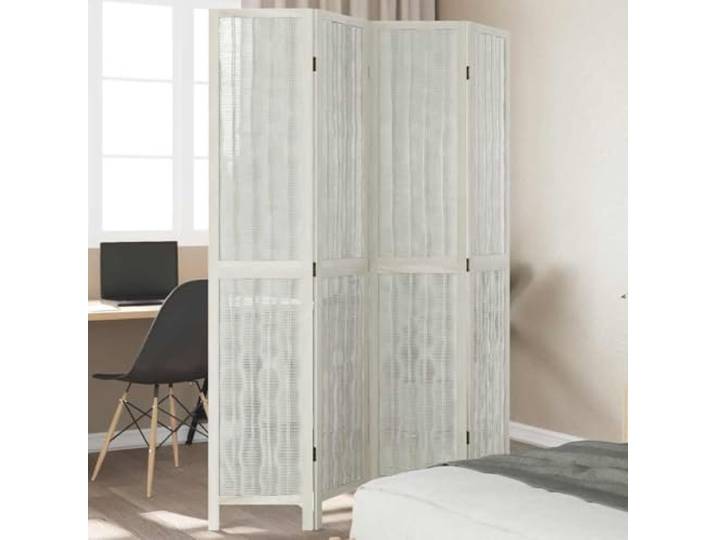 NLQMSU Trennwand mit 4 Paneelen, weiß, aus massivem Paulownia-Holz Faltbarer Raumteiler aus Weidenzweigen, leicht zu reinigen, Metallscharniere, für den Innenbereich, ideal für Schlafzimmer