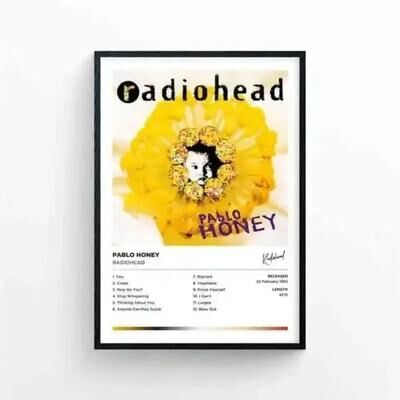 Uplift Essentials "Radiohead ""The Bends"" Album Poster Alt Rock Music Cover Wall Art Canvas Painting For Home And Bar Decor style 5 8x12 In"