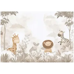 FOTOTAPETE Dschungel Tiere Beige 350x250 cm