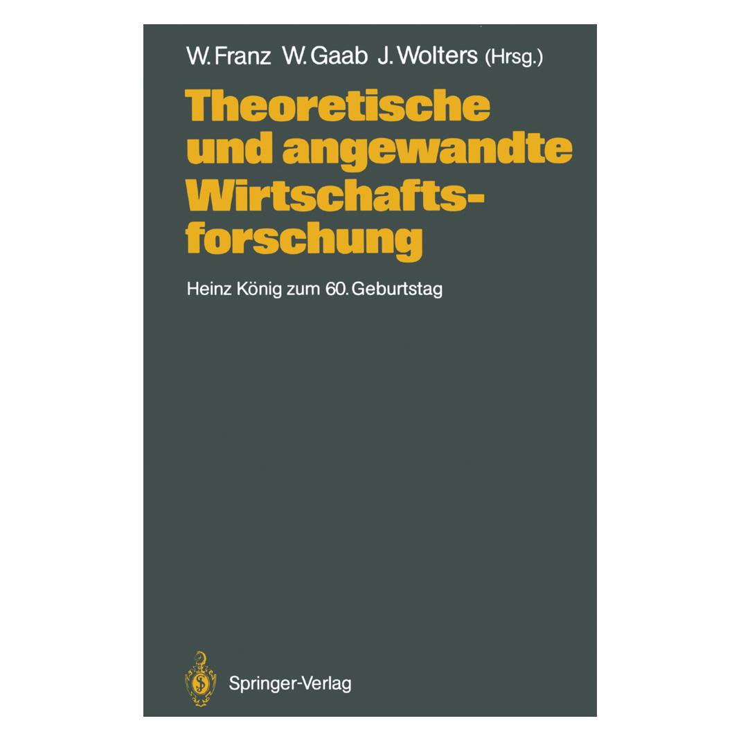 Springer Theoretische und angewandte Wirtschaftsforschung (Deutsch, Softcover, Jürgen Wolters, Werner Gaab, Wolfgang Franz) (55508680)