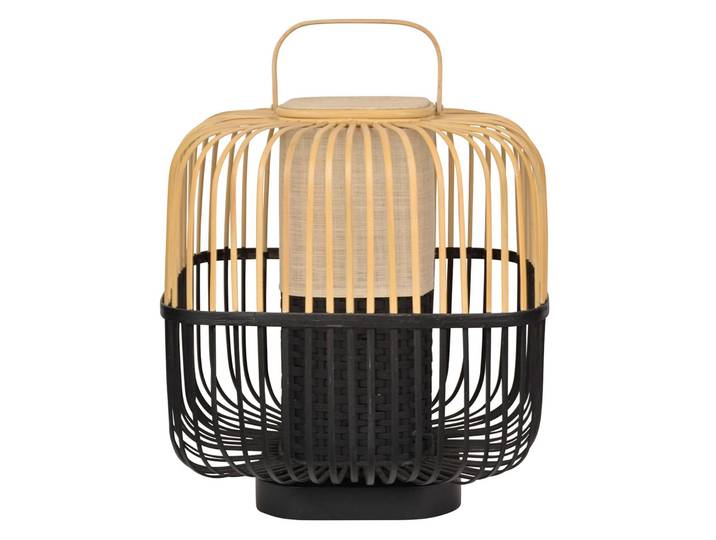Forestier Designer Tischlampe Bamboo Square M, schwarz, für Wohn- / Esszimmer, Bambus, Design