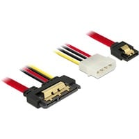 Adapterkabel SATA 7Pin + 5,25"-4Pin > SATA 22Pin schwarz/rot, 30cm, 22Pin-Stecker gerade