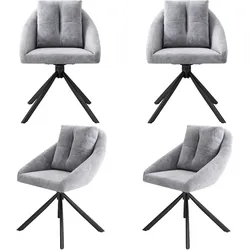 STILVORA Drehstuhl Esszimmerstuhl Set 4 Samt Grau 79x59x65cm mit Rollen ergonomisch und bequem,Metallgestell stabil, modernes Design für Essbereich, Homeoffice