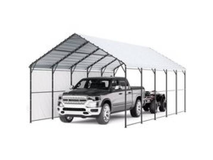 VEVOR Abri de voiture en métal robuste, 4 x 8 m, abri de garage extérieur avec cadre et toit en acier galvanisé, auvent pour voiture multi-usage avec parois latérales amovibles, pour pick-up, bateau
