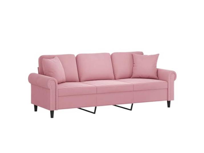 vidaXL 3-Sitzer-Sofa mit Zierkissen Rosa 180 cm Samt