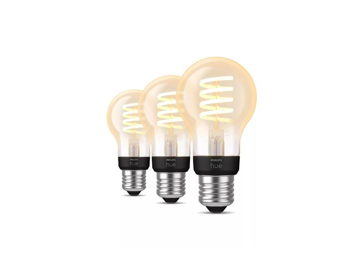 PHILIPS HUE LED-Leuchtmittel E27 - Filament Lampe A60 550 lm 3er-Pack , Energieeffizienz: G, weiß, neutral, L:6cm Ø:6cm, Leuchtmittel, LED-Leuchtmittel