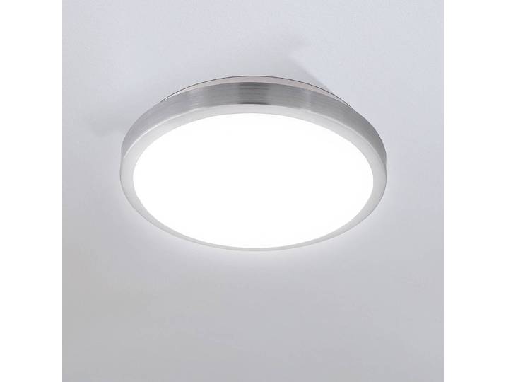 Plafonnier LED Competa Ø 33cm Blanc/Argenté Matériau principal : matériau synthétique Matériau secondaire : acier brossé LED non-remplaçables