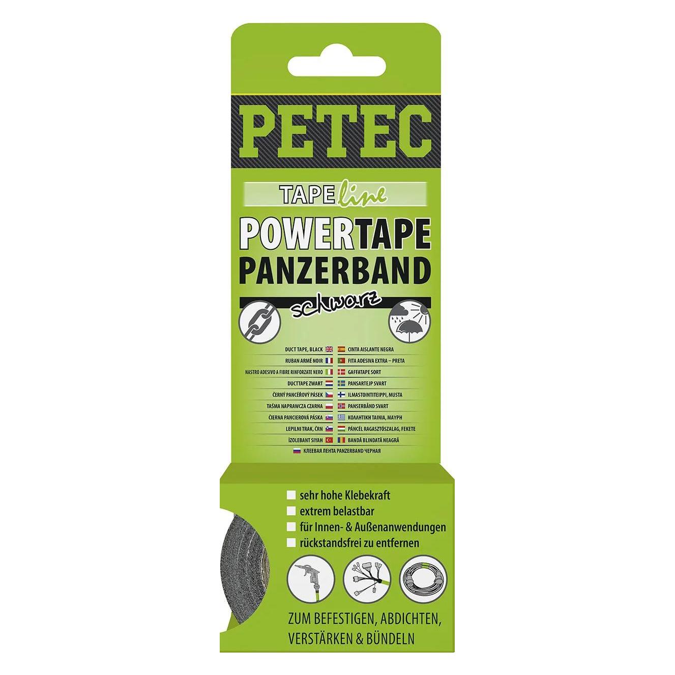 Petec Panzertape schwarz Gaffa Tape schmal. Schwarzes Klebeband 5 m Isolierband Gewebeband Panzerban (50 mm) (86105)