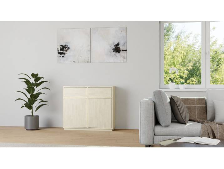Schlichte Kommode aus Holz Eiche Weiß geölt