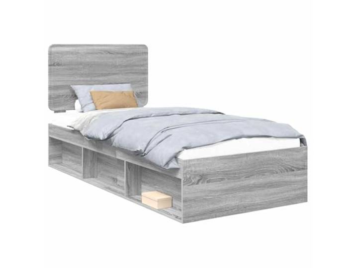 ZQQLVOO Bettrahmen Sonoma-Grau 75 x 190 cm Massives Kiefernholz Massives Kiefernholz-Kopfteil, Holzwerkstoff-Lattenrost, Holzwerkstoffrahmen, pflegeleicht, einfacher Aufbau