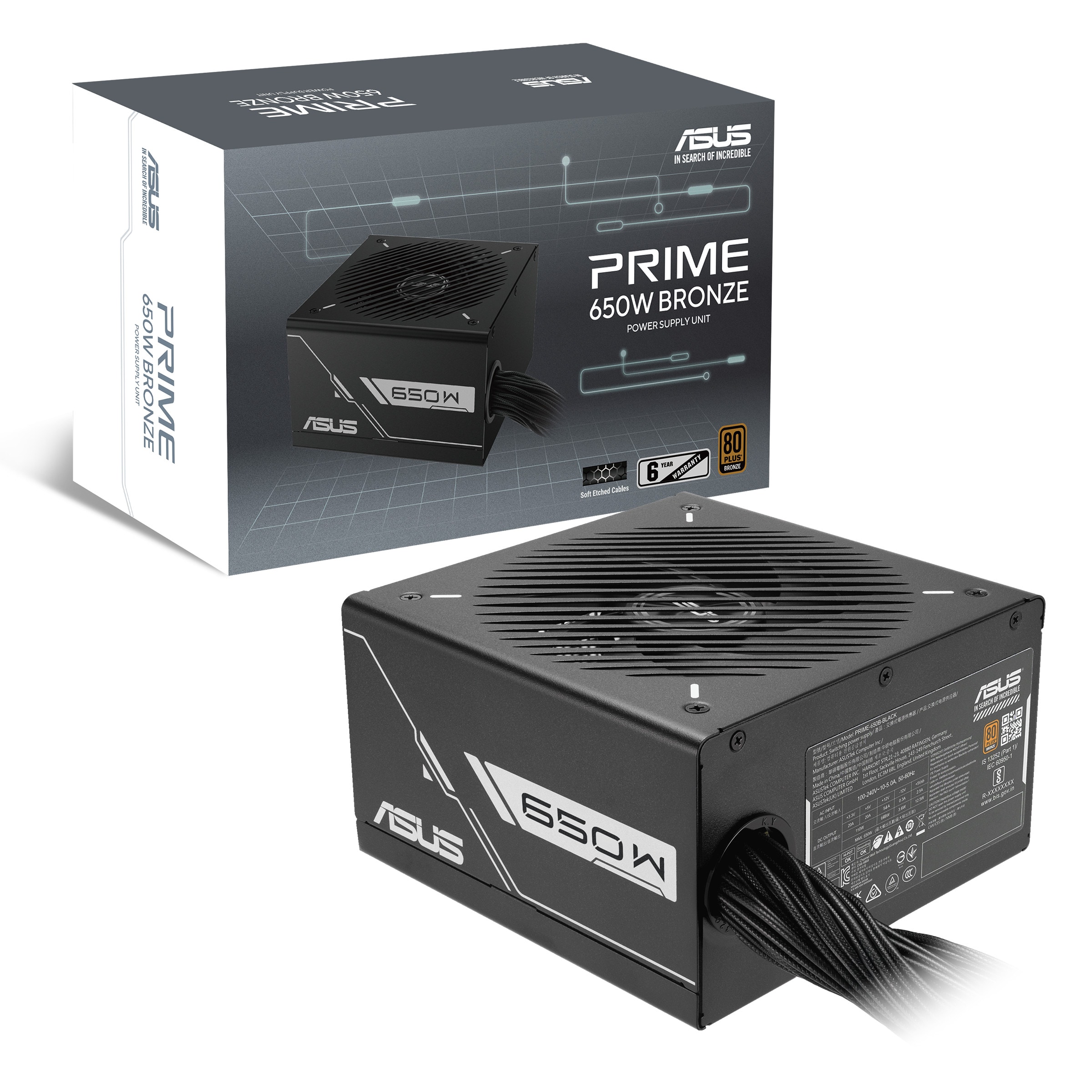 ASUS PRIME-650B-BLACK 80+Bronze 650W ATX Netzteil 90YE00Y1-B0NA00