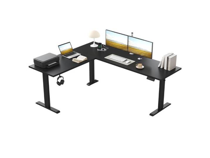 Bureau d'angle en L réglable en Hauteur électrique 150x125 cm - Métal - Forme L - Autonome