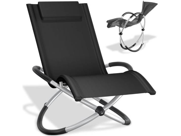 Bain de soleil - TECTAKE - Transat de jardin PAULINA ergonomique pliable avec fonction balancelle appuie-tête amovible - Noir