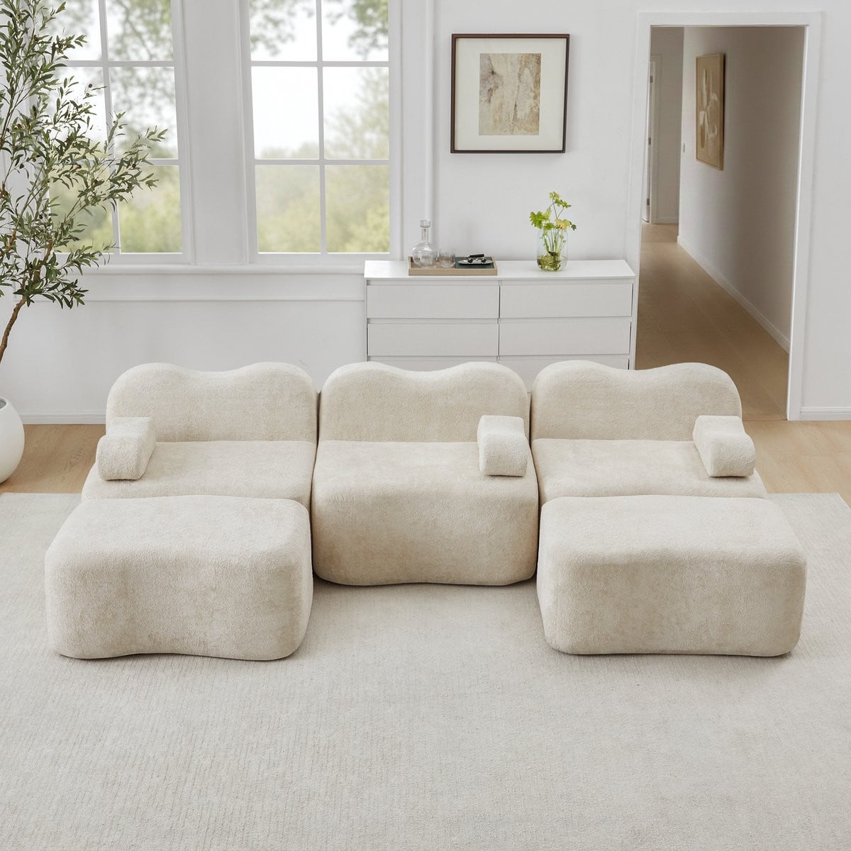 MODFU Modulaire Hoekbank - U-vorm - Fluweel - Beige