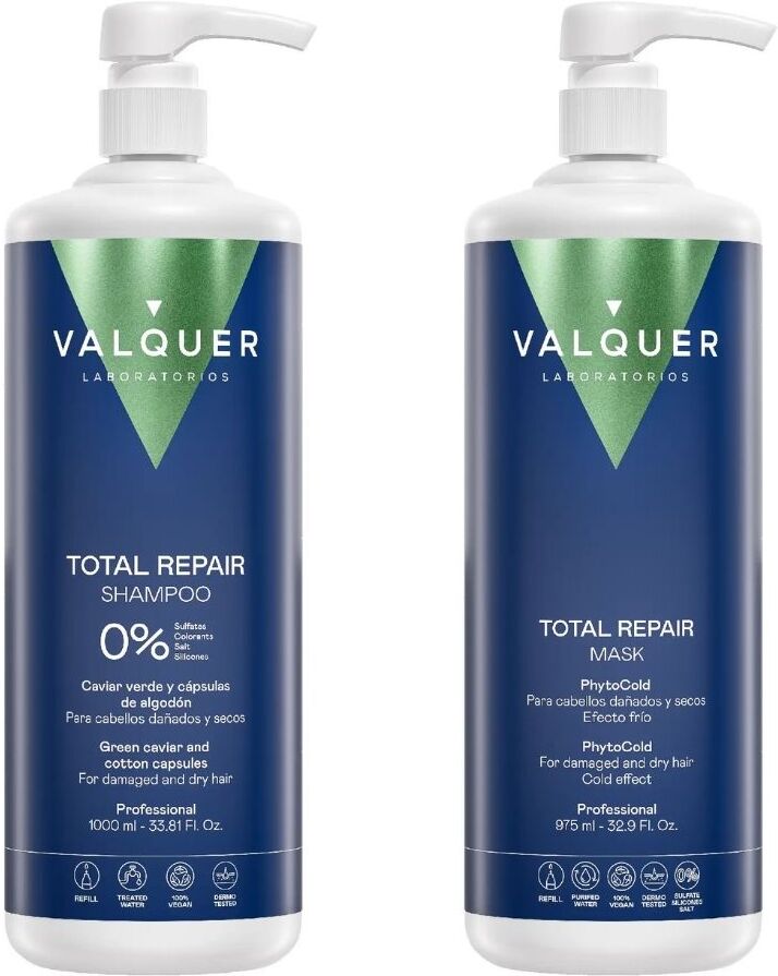 Valquer® Pack Total Repair para Cabellos Dañados - Champú y Mascarilla - 1975 ml