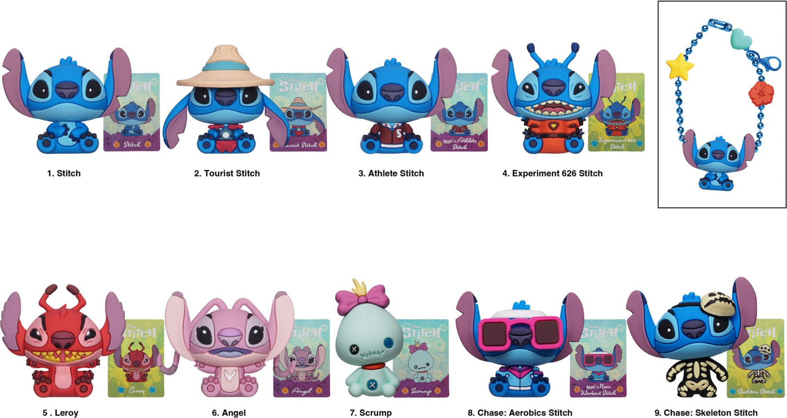 Monogram Lilo & Stitch PVC-sleutelhanger, set van 24 stuks met Stitch-motief