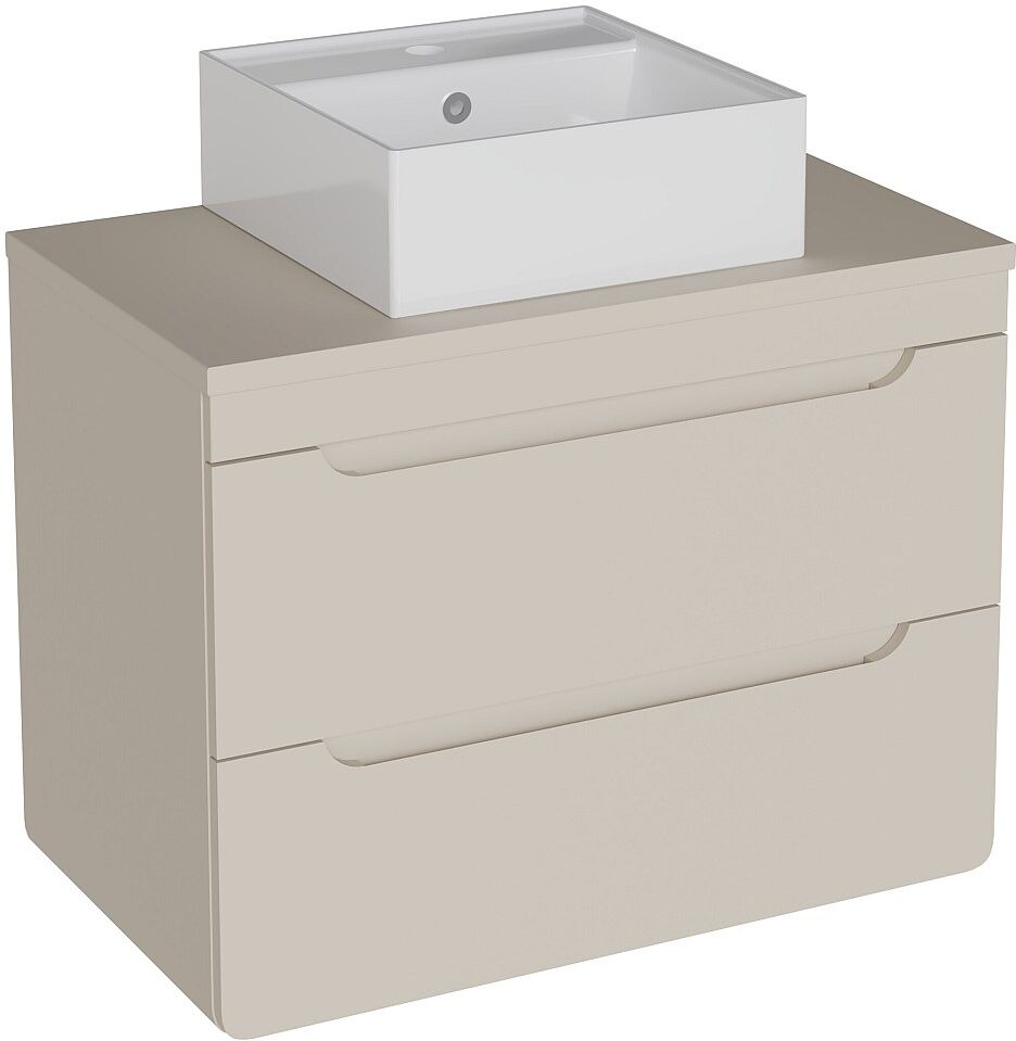 Unique Mueble de baño suspendido con lavabo sobre encimera cuadrado - Beige - 80 cm - ARUBA
