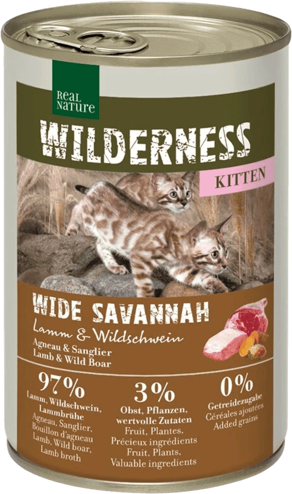 Real Nature Wilderness Kitten Lattina 400G AGNELLO E CINGHIALE