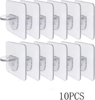 Inspire Essentials Clear Non Marking Wardrobe And Cabinet Divider Bracket Set (4 Or 10 Piece) 10pcs