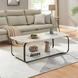 Couchtisch Kolta 120x60x43 cm Marmoroptik, Weiß [en.casa]