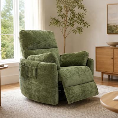 247 Shop At Home Lazzo Swivel Rocker Power Recliner Chair with Storage and USB Charging Ports