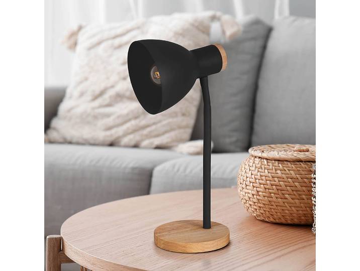 Tischleuchte Marie Ø 14cm Schwarz/Schwarz Material: Metall, Holz teilmassiv Oberfläche Holz: Lackiert E14