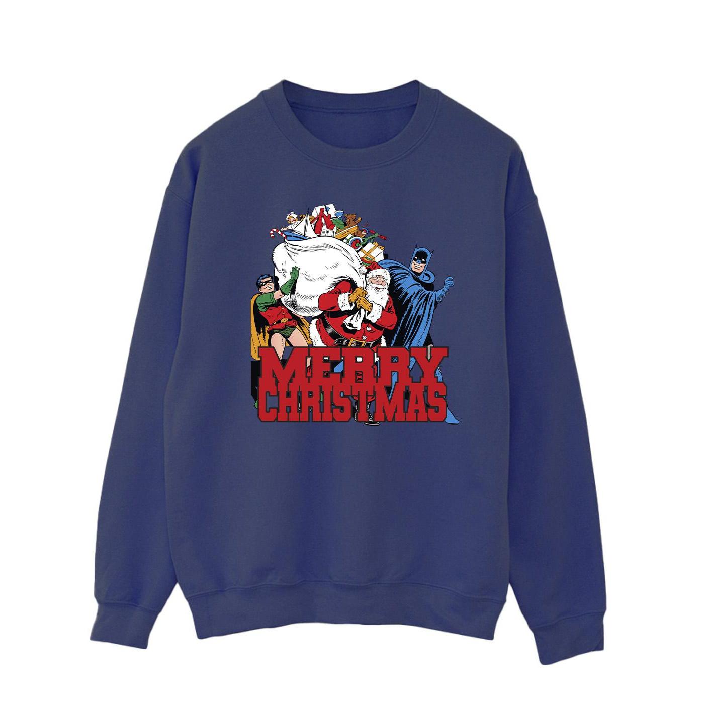 DC Comics Heren Batman Vrolijk Kerstfeest Comic Sweatshirt (Marineblauw)